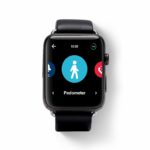 A front view of the WellBe Medical Alert SmartWatch with the pedometer icon displayed. New Image used for Voice on watch on page already