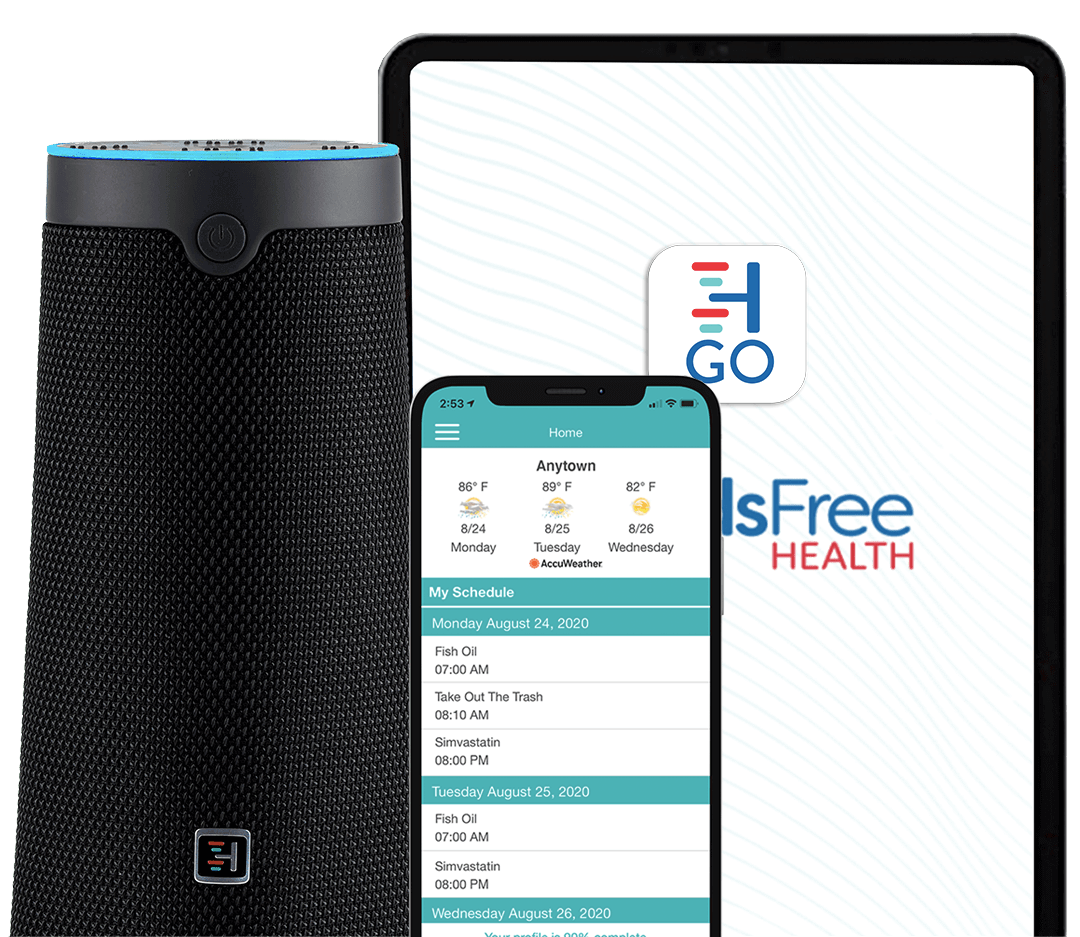 smart speaker and mobile app for WellBe Virtual Health Assistant