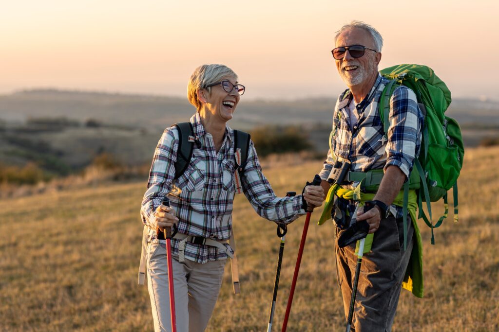 An older couple goes on a hike to stay healthy so they can prevent hospital readmissions.