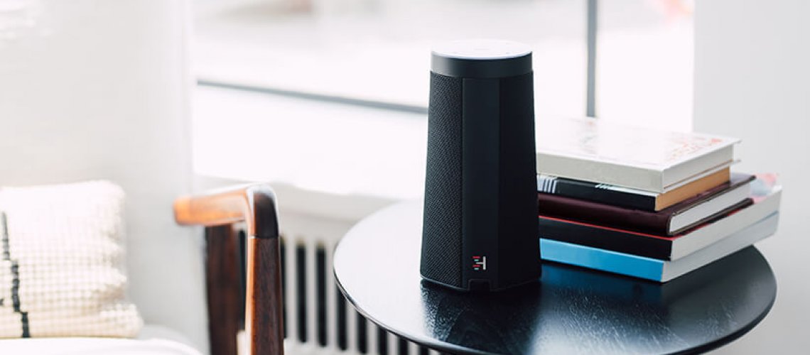 wellbe smart speaker on side table